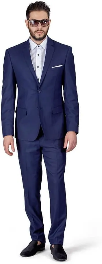 Slim Fit Men Suit Micro Textured Weave 2 Button Notch Collar AZAR 11812