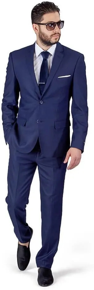 Slim Fit Men Suit Micro Textured Weave 2 Button Notch Collar AZAR 11812