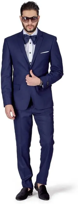 Slim Fit Men Suit Micro Textured Weave 2 Button Notch Collar AZAR 11812