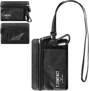 Slim RFID Blocking Zippered Lanyard Wallet - Compact ID Holder & Coin Purse for Men, Women, and Kids - Lightweight Keychain Card Case with 2 Zippered Pockets & ID Window(black, 1.0)