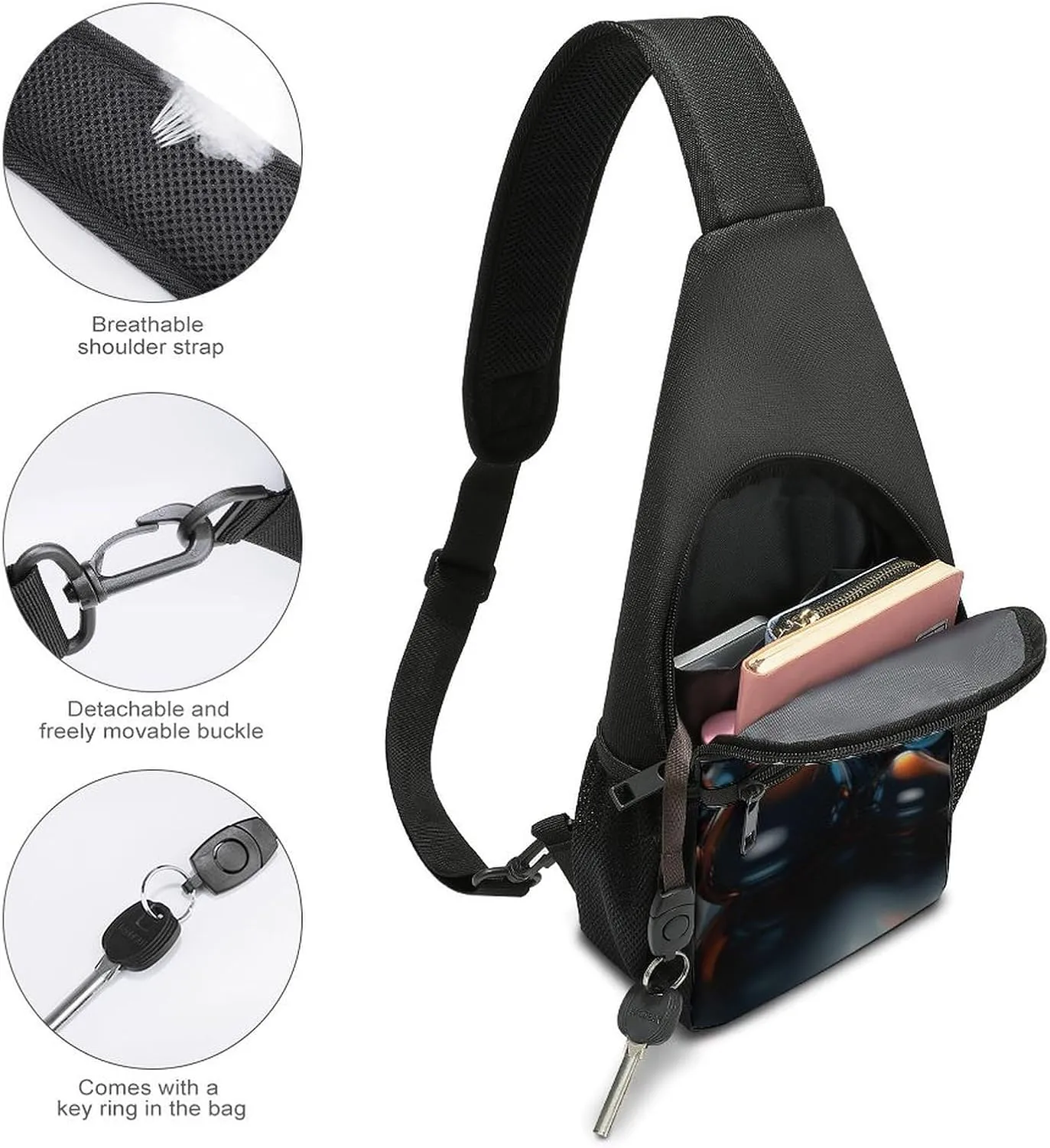 Sling Bag for Women Men Crossbody Bag Chest Bag Lustrous Stone Sling Backpack Fanny Packs Travel Hiking Daypack