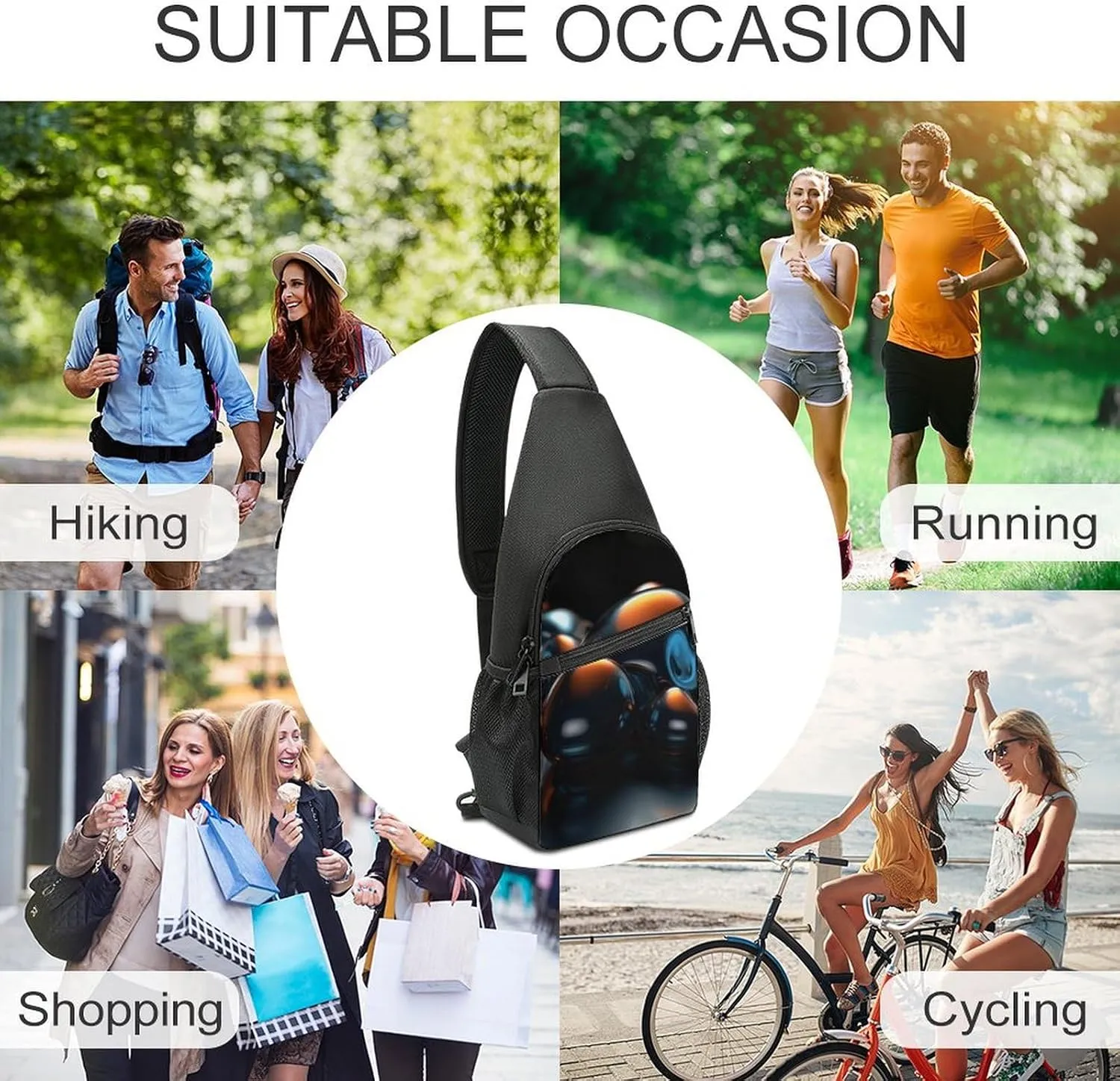 Sling Bag for Women Men Crossbody Bag Chest Bag Lustrous Stone Sling Backpack Fanny Packs Travel Hiking Daypack