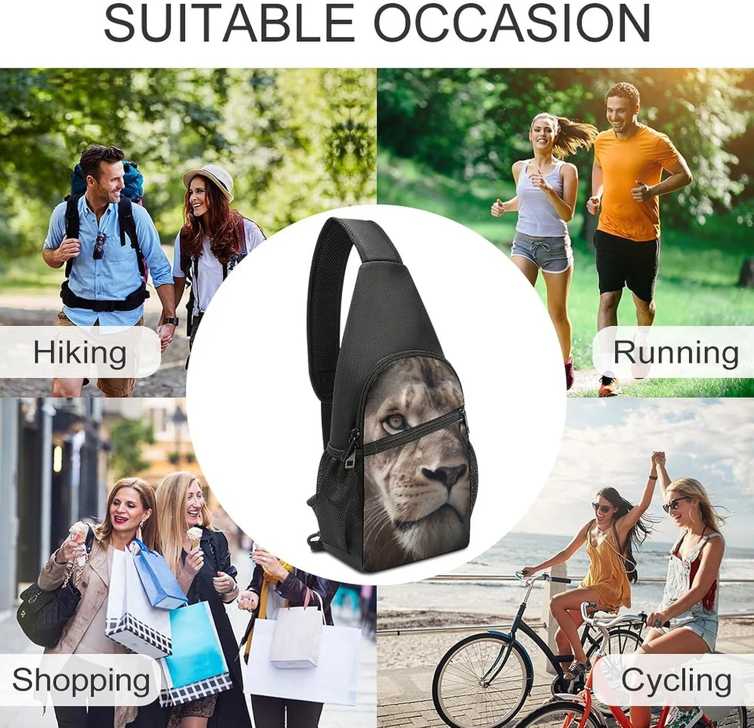 Sling Bag for Women Men Crossbody Bag Chest Bag Lustrous Stone Sling Backpack Fanny Packs Travel Hiking Daypack