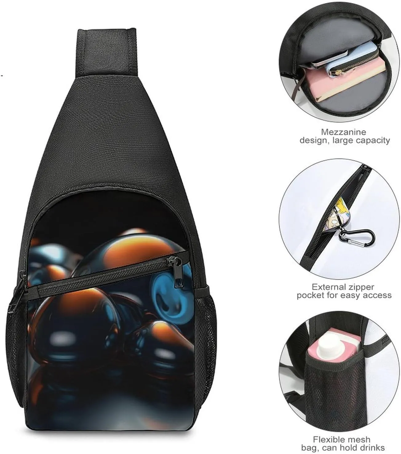 Sling Bag for Women Men Crossbody Bag Chest Bag Lustrous Stone Sling Backpack Fanny Packs Travel Hiking Daypack