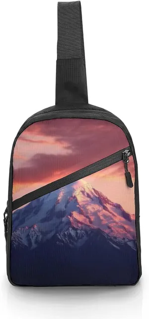 Sling Bag for Women Men Daypack Mount at Sunset Chest Bag Crossbody Backpack for Hiking Travel