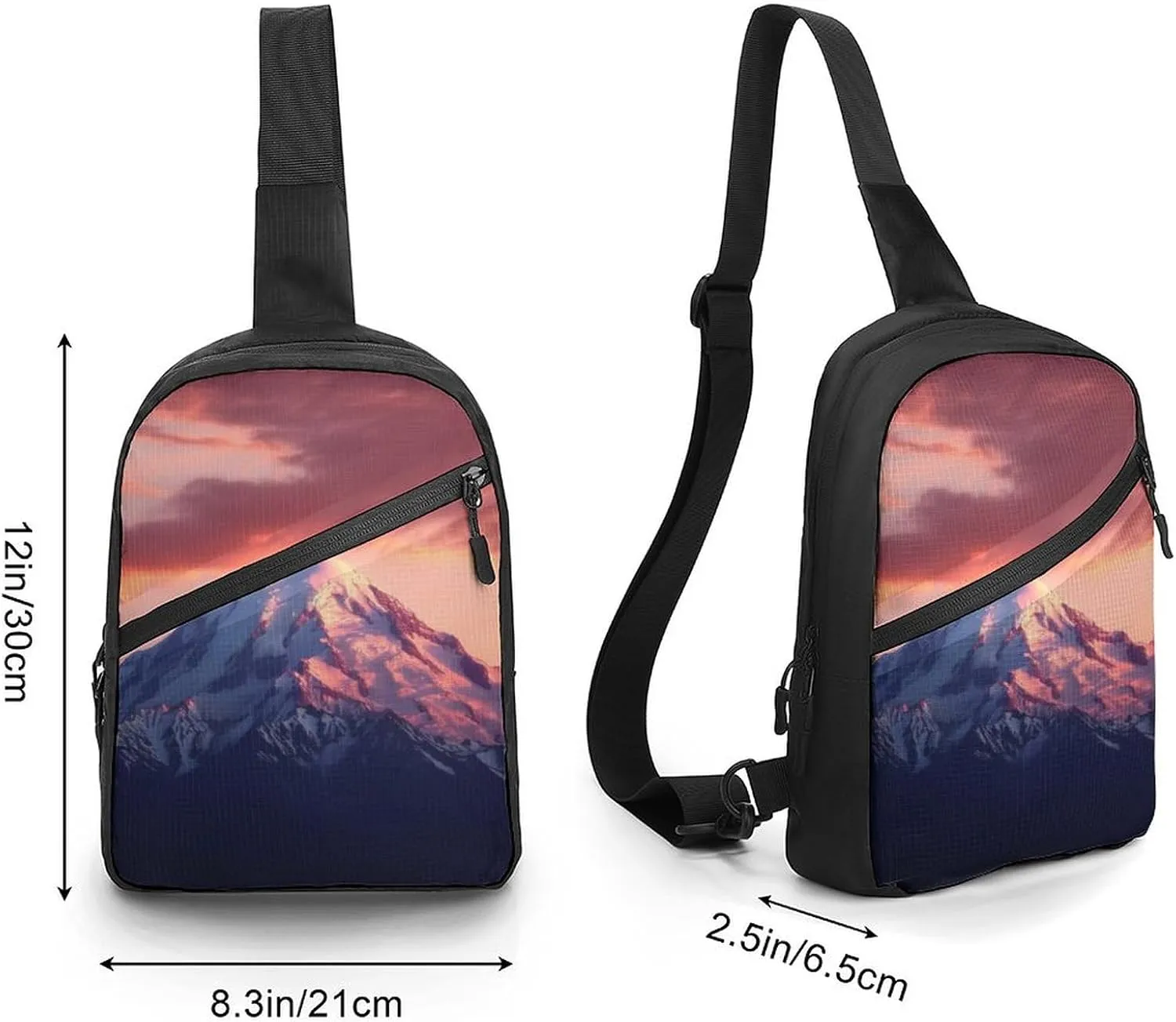 Sling Bag for Women Men Daypack Mount at Sunset Chest Bag Crossbody Backpack for Hiking Travel