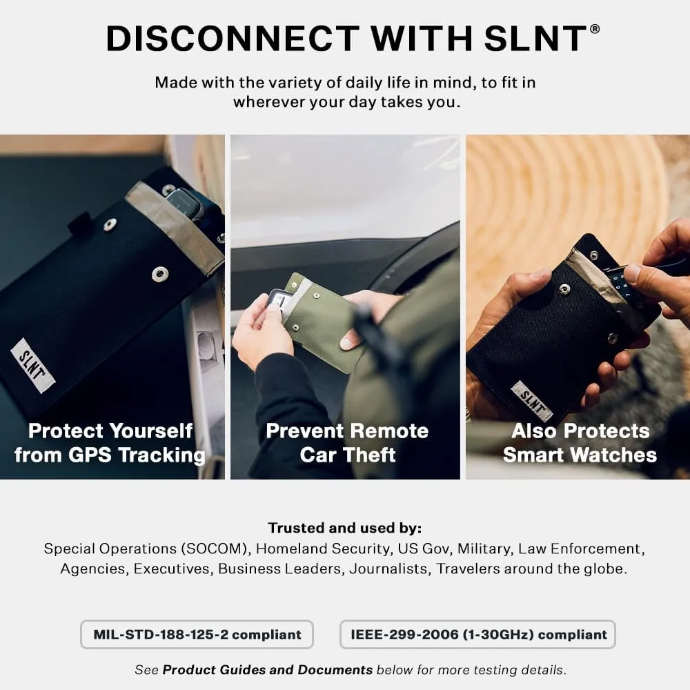 SLNT Signal Blocking Faraday Key Fob Case with Silent Pocket - Car Anti Theft Device Shields Against All Signal Types, Including RFID Blocking & Durable Faraday Bag, Fits Most Keyfobs (Red, Small)
