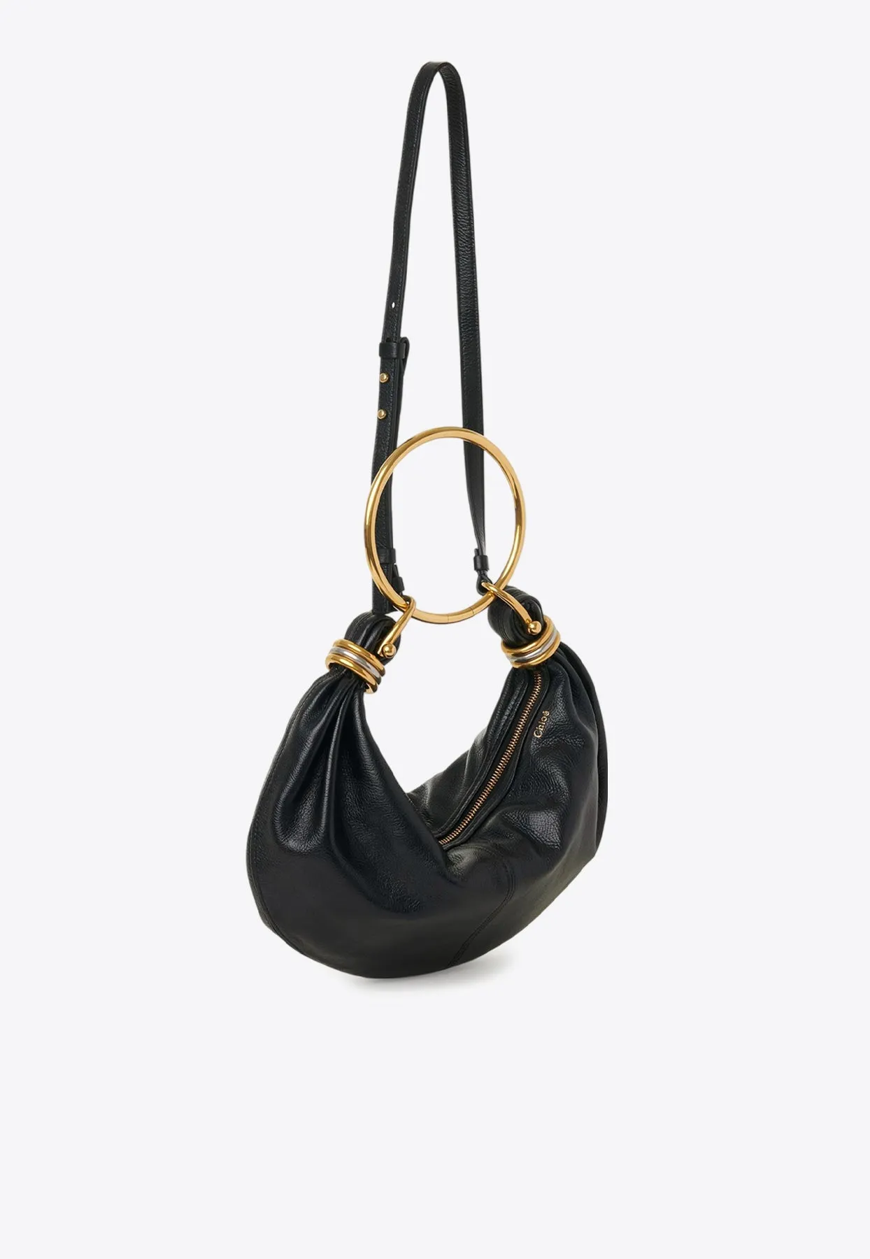Small Bracelet Grained Leather Hobo Bag