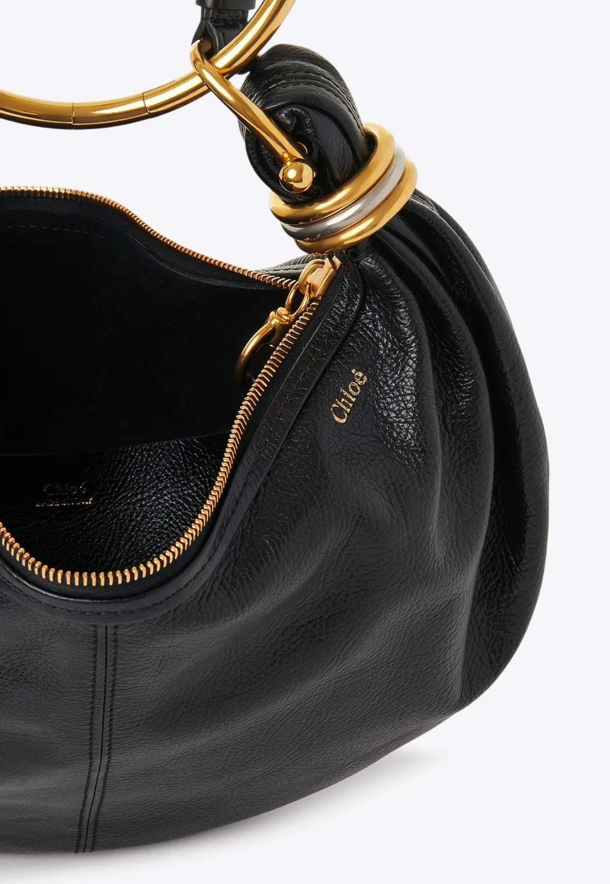 Small Bracelet Grained Leather Hobo Bag