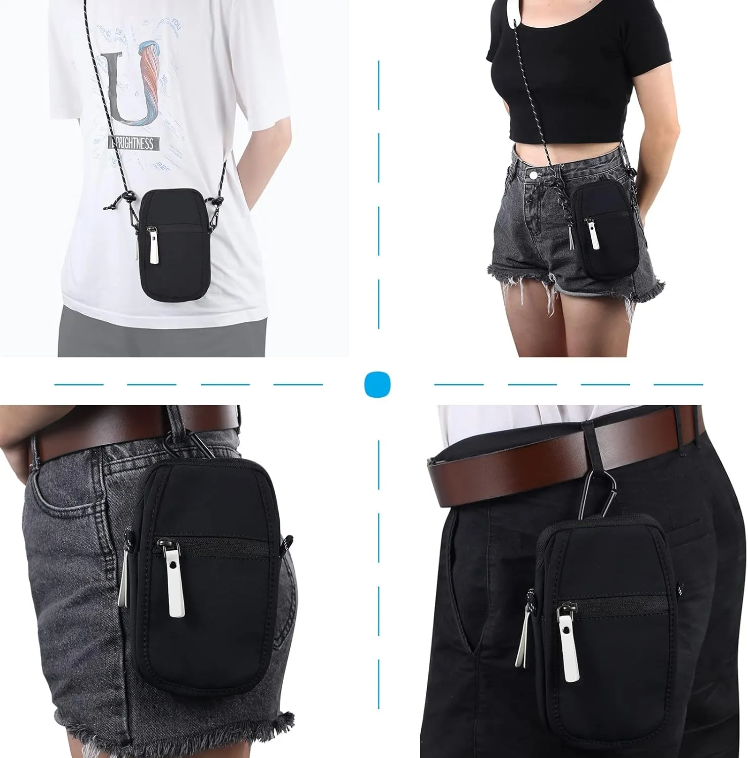 Small Crossbody Bag Compatible with Men,Women Phone Purse Mini Messenger Bag Shoulder Bag Carry Bag(Black)