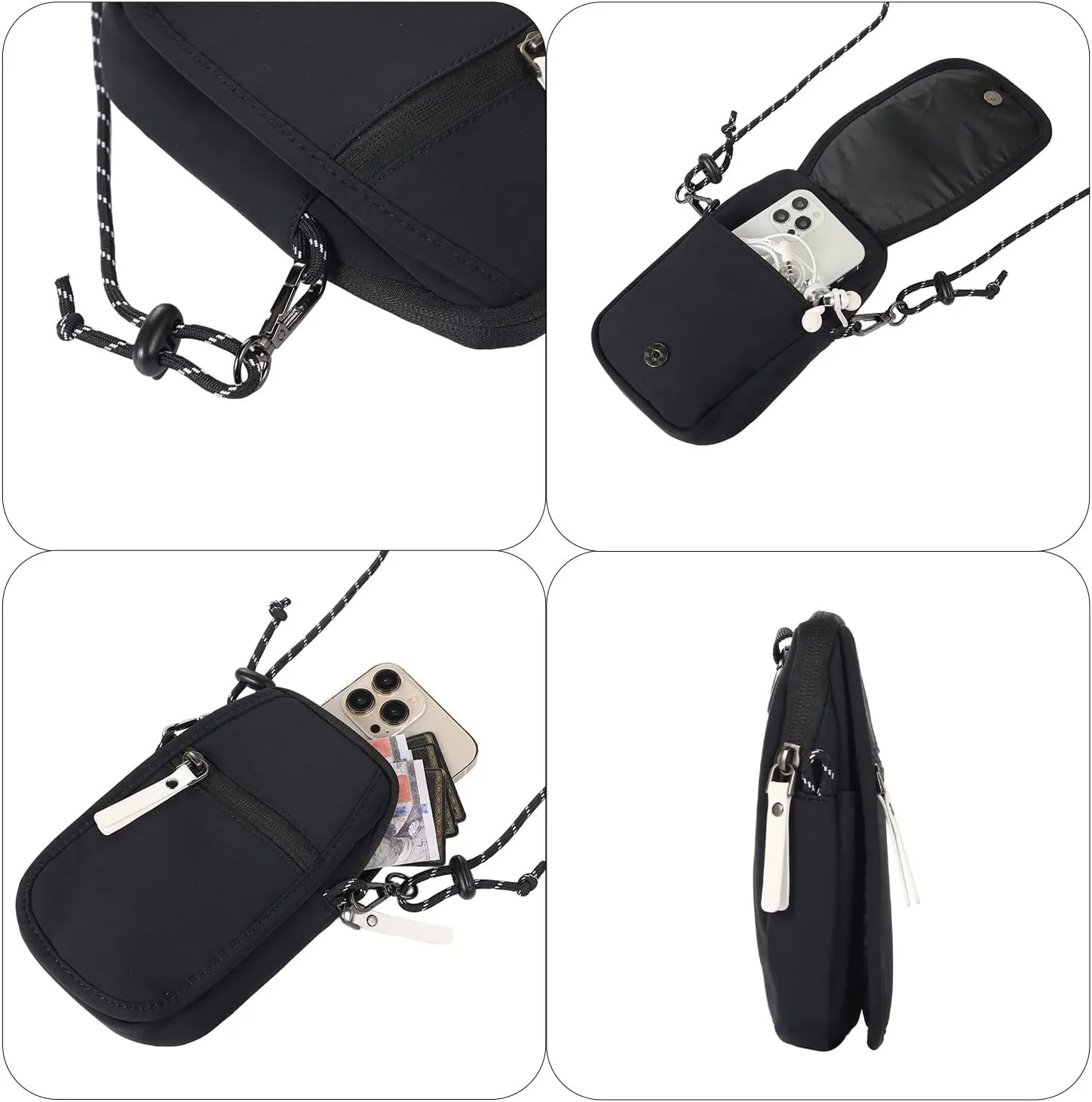 Small Crossbody Bag Compatible with Men,Women Phone Purse Mini Messenger Bag Shoulder Bag Carry Bag(Black)