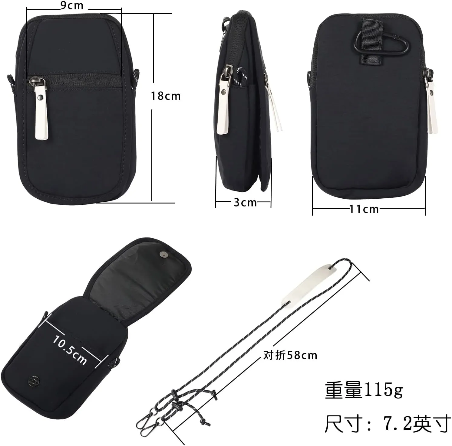 Small Crossbody Bag Compatible with Men,Women Phone Purse Mini Messenger Bag Shoulder Bag Carry Bag(Black)