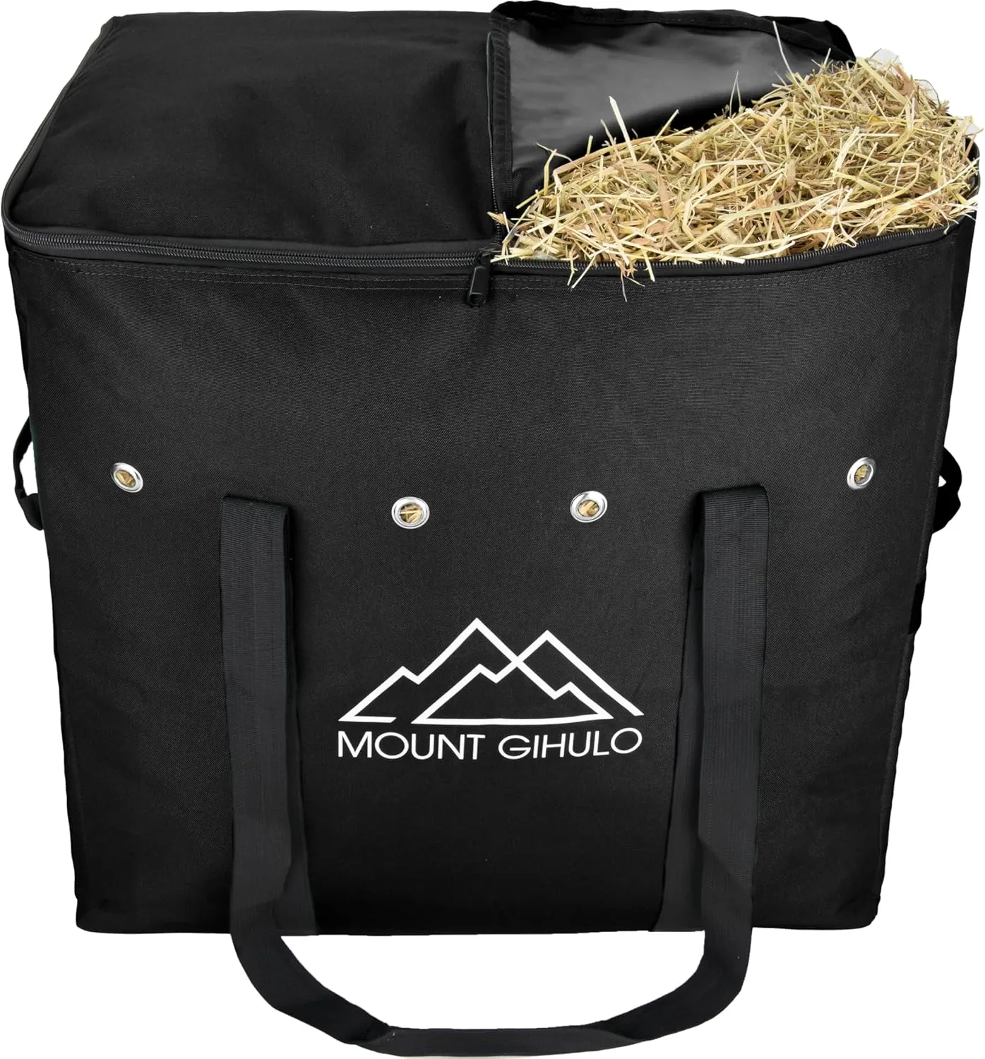 Small Hay Bag for Horses - 900D Polyester Horse Hay Bag, Hay Storage Bag - Carry Handles, PVC Waterproofing (Black, Small)