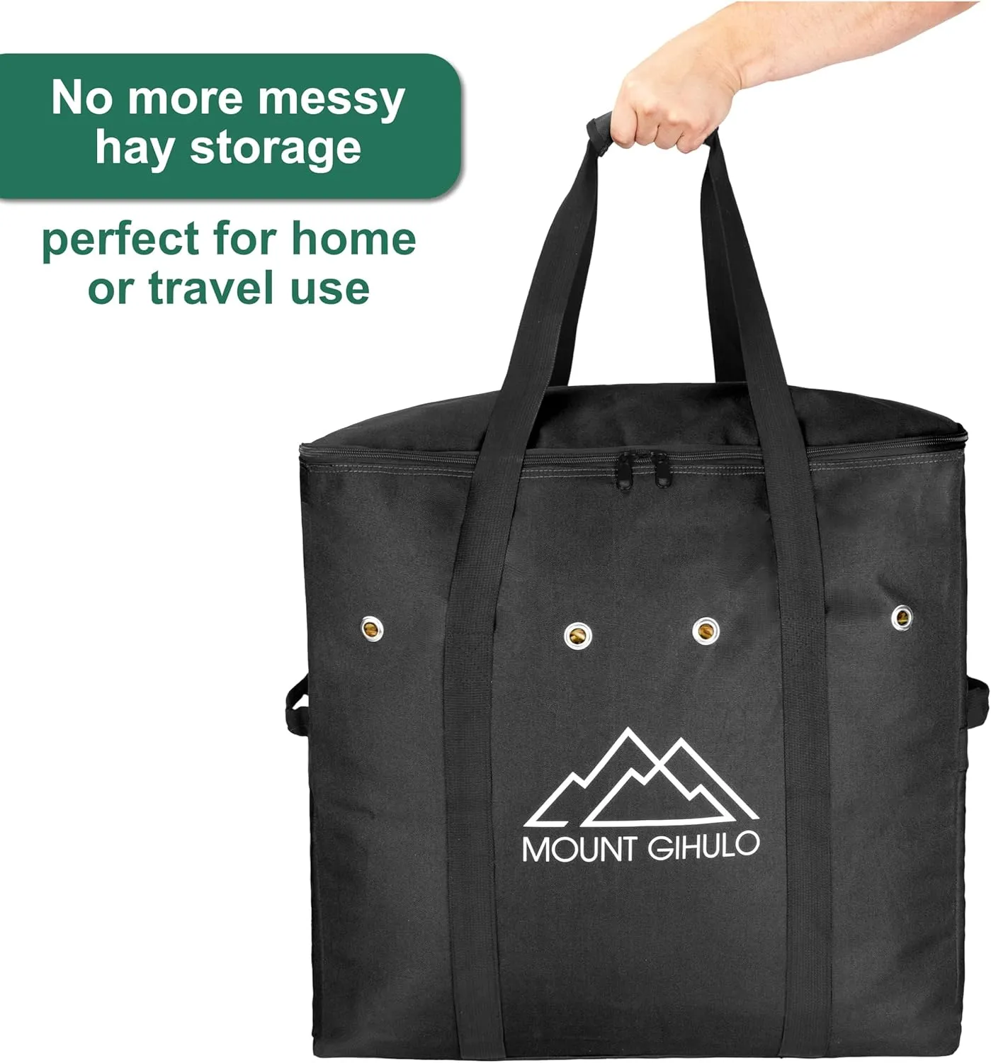 Small Hay Bag for Horses - 900D Polyester Horse Hay Bag, Hay Storage Bag - Carry Handles, PVC Waterproofing (Black, Small)