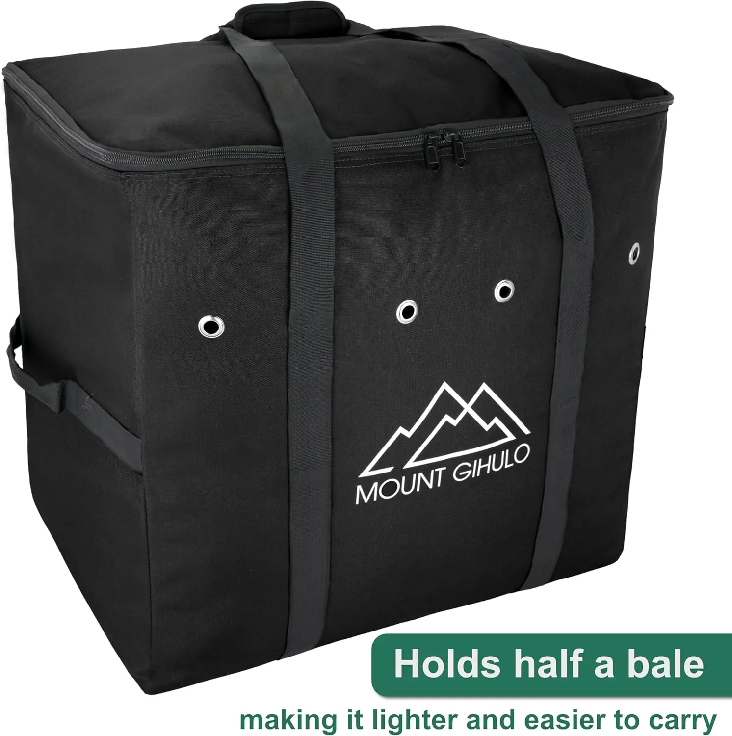 Small Hay Bag for Horses - 900D Polyester Horse Hay Bag, Hay Storage Bag - Carry Handles, PVC Waterproofing (Black, Small)