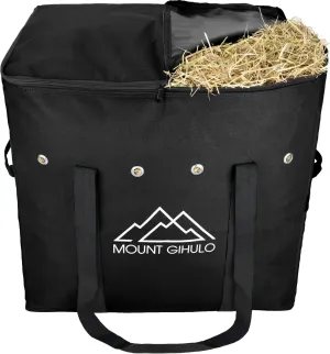 Small Hay Bag for Horses - 900D Polyester Horse Hay Bag, Hay Storage Bag - Carry Handles, PVC Waterproofing (Black, Small)