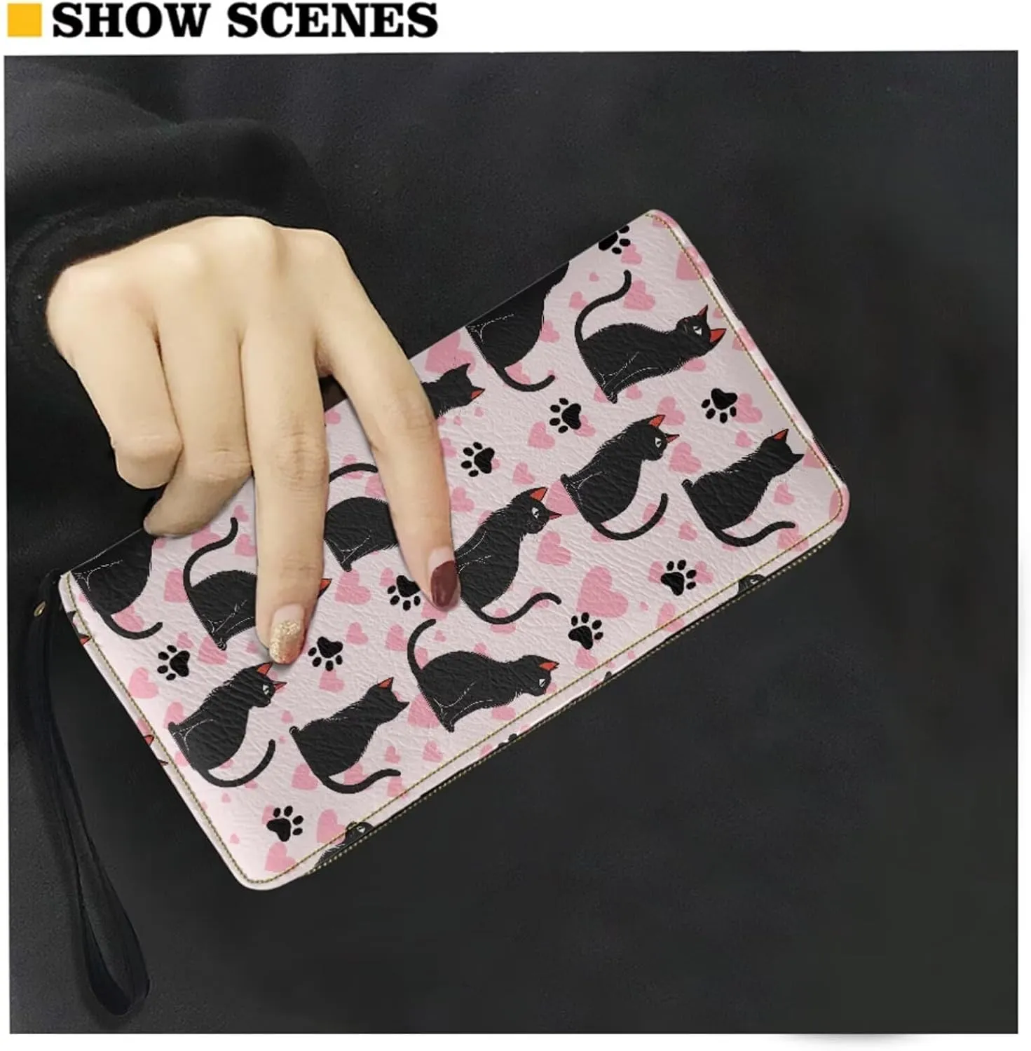 Small Wallet 2Pcs, Leather Shoulder Bags & Wallet with Hand Strap Set of 2 Lightweight for Travel & Shopping