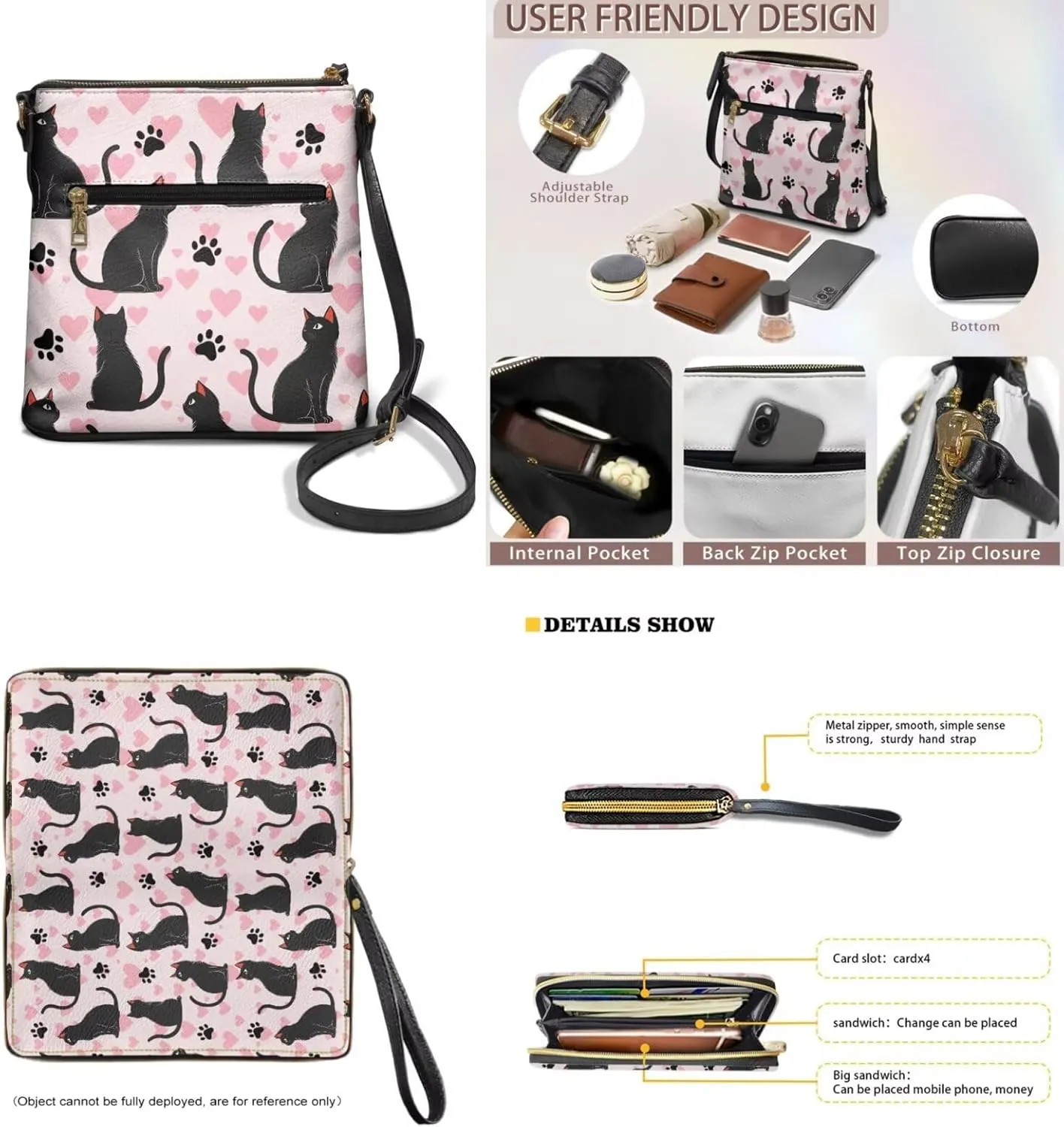 Small Wallet 2Pcs, Leather Shoulder Bags & Wallet with Hand Strap Set of 2 Lightweight for Travel & Shopping