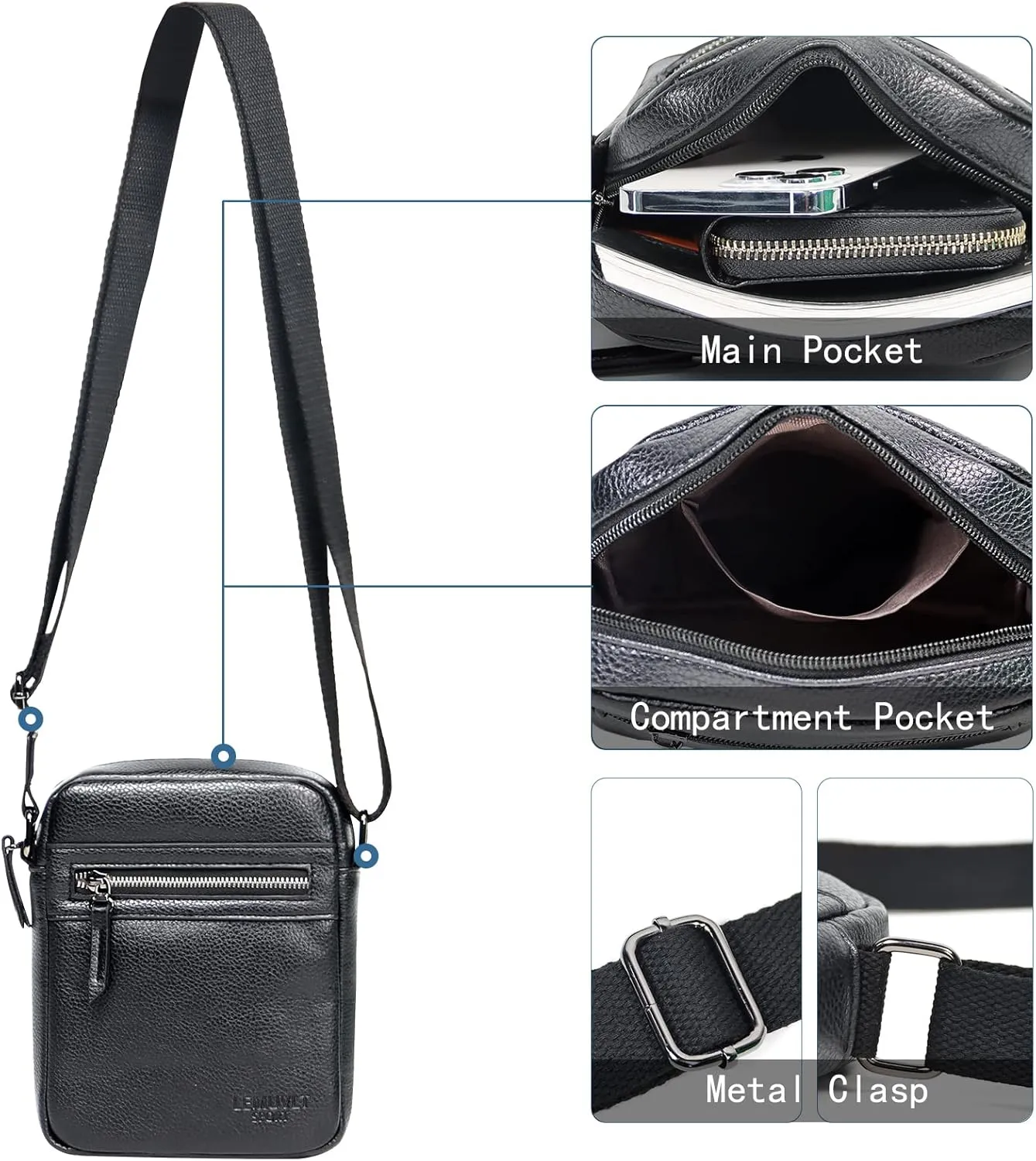 Small/Medium Crossbody bag for men shoulder bag mens purse satchel leather messenger bag gift man