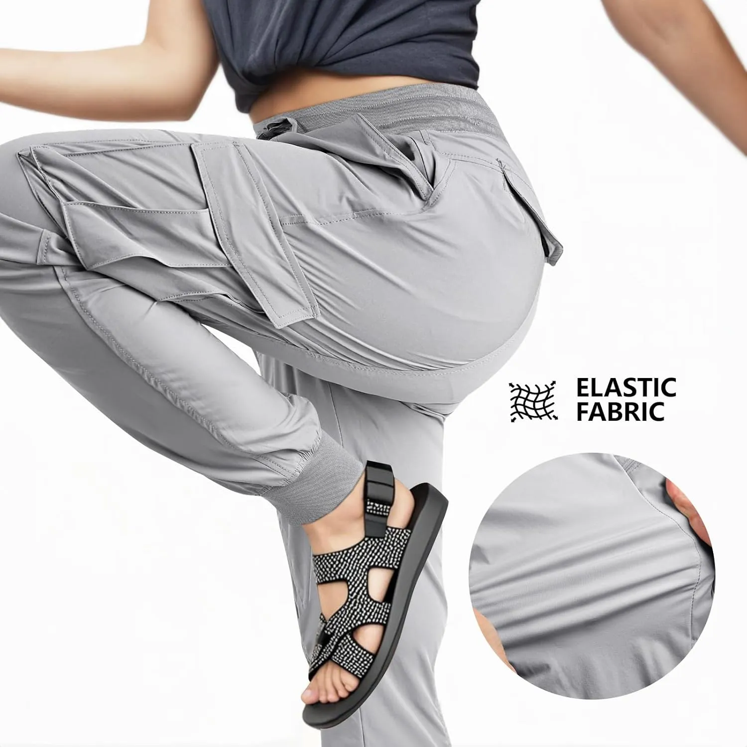 smawell Women's Hiking Cargo Pants Quick Dry Water Resistant Joggers with Pockets
