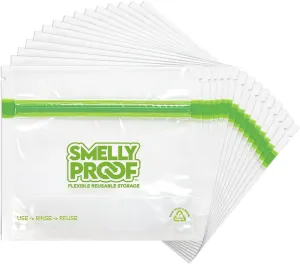 Smelly Proof 15 x Expandable Stand-Up & Fill REUSABLE Storage Bags for Food Designed & Mfg in US, BPA FREE, NO PEVA, Reusable Snack Bags, Dishwasher-Safe, Clear 3 mils STAND & FILL 6" x 4" - 15pk