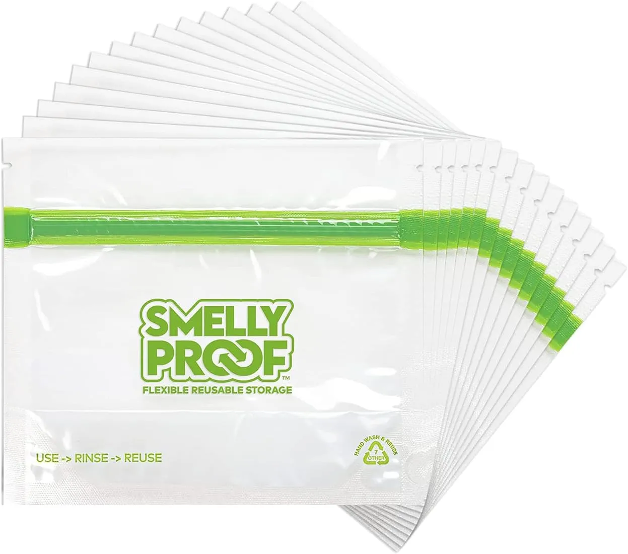 Smelly Proof 15 x Expandable Stand-Up & Fill REUSABLE Storage Bags for Food Designed & Mfg in US, BPA FREE, NO PEVA, Reusable Snack Bags, Dishwasher-Safe, Clear 3 mils STAND & FILL 6" x 4" - 15pk