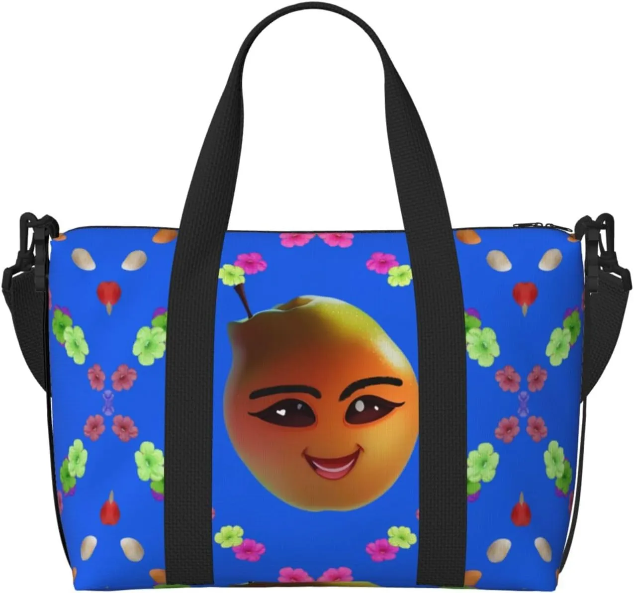Smiley Yellow Pear Hand-held messenger travel bag, suitable for work, travel, fitness, tourism, women's casual handbag with zipper,