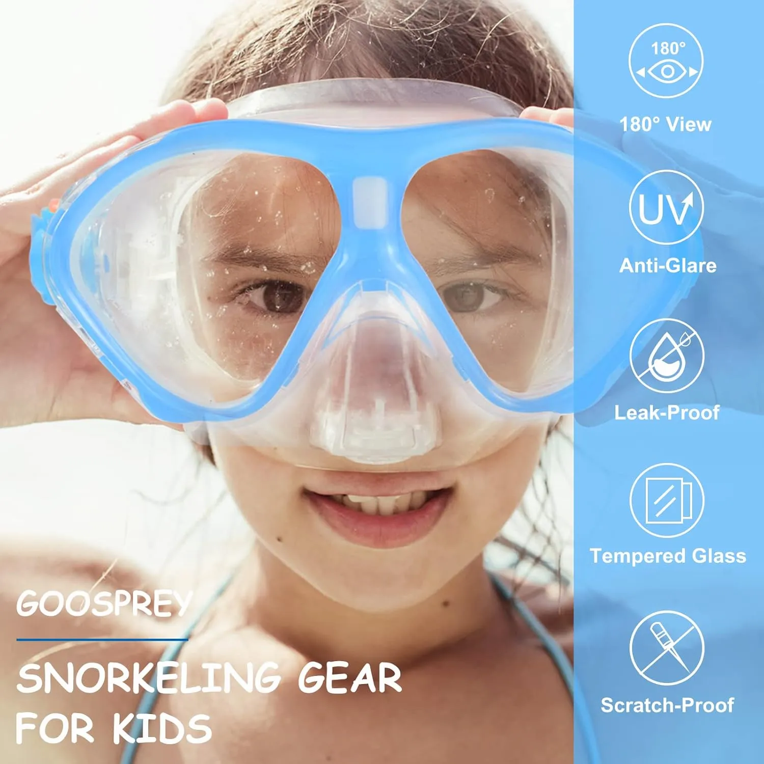 Snorkeling Gear for Kids with Panoramic Snorkling Mask Foldable Dry Snorkel Adjustable Fins Travel Bags,Suitable for 5-12 Years Old Kids Children Youth Boys Girls