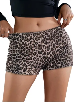 SOLY HUX Womens Cheetah Print Micro Shorts Leopard Y2k Mini Rave Outfits