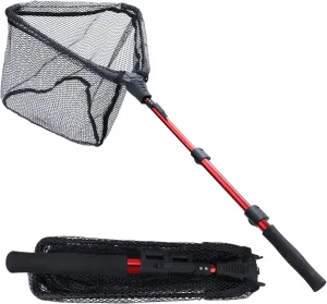Sougayilang Fishing Net Fish Landing Net, Foldable Collapsible Telescopic Pole with EVA Handle, Durable Nylon Material Mesh, Safe Fish Catching or Releasing