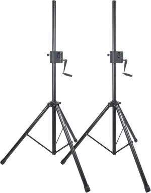 Sound Town 2-Pack Crank-Up Adjustable Height Tripod Speaker Stands (48"-78") with Carry Bags, Pole-Mount Adapter Brackets, 100 LB Load Capacity, Black (STSDA-78CU-PAIR)
