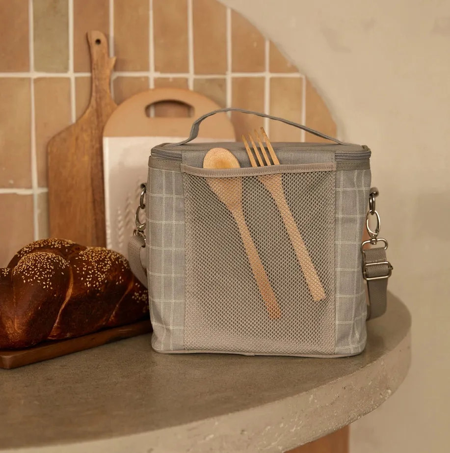 SoYoung, Light Grey Grid Lunch Poche