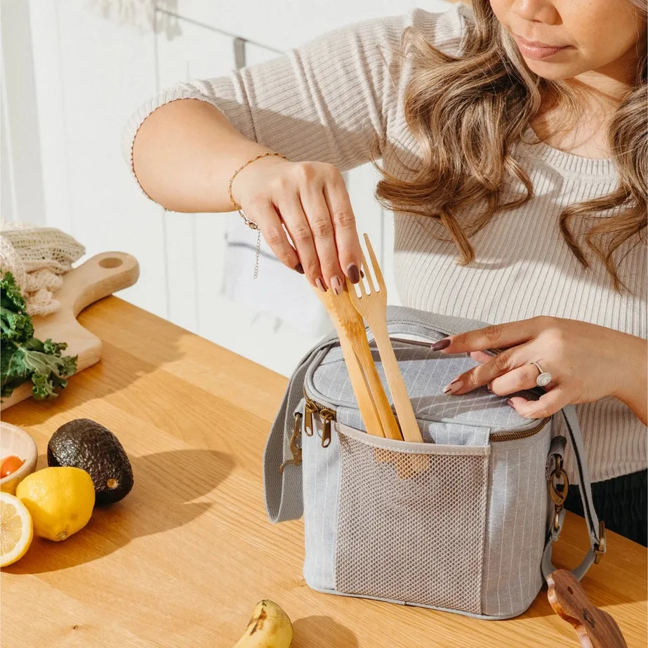 SoYoung, Pinstripe Heather Grey Petite Lunch Poche