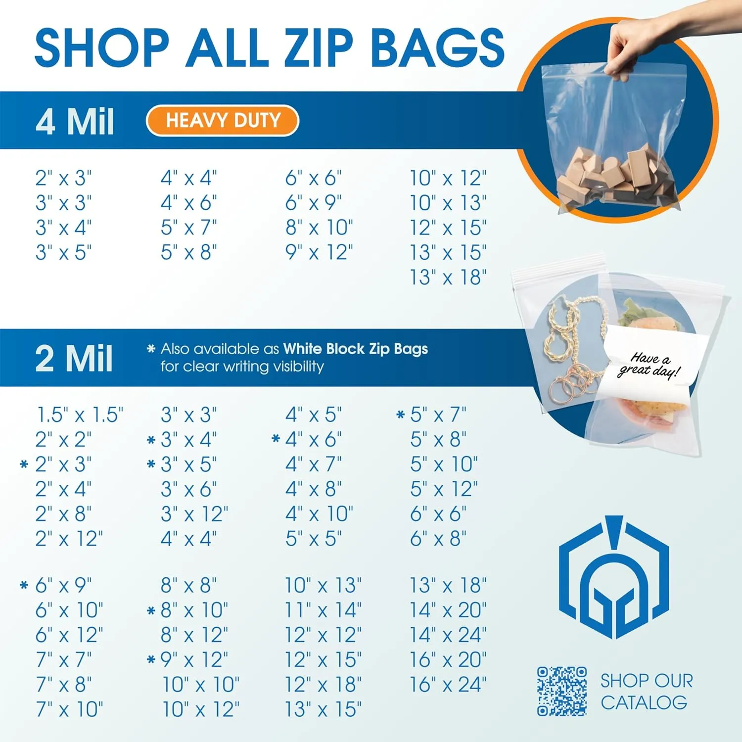 Spartan Industrial - 3” X 3” (1000 Count) 4 Mil Thick Clear Reclosable Zip Plastic Poly Bags with Resealable Lock Seal Zipper - Heavy Duty and Durable