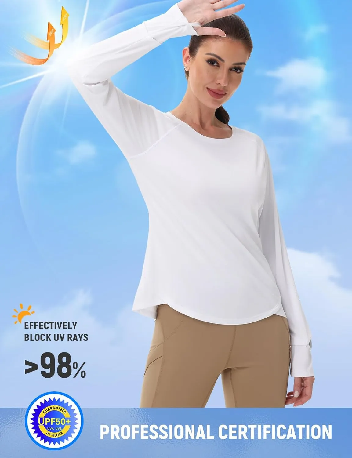 SPEXIAL Women's Sun Shirts UPF 50  UV Protection SPF Long Sleeve Hiking Fishing Running Quick Dry Lightweight Outdoor