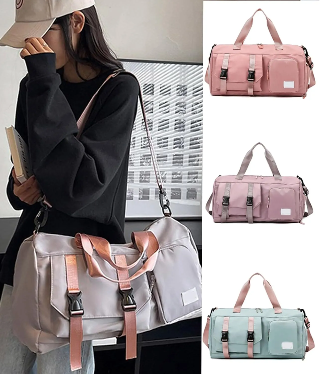 Sports Gym Bag Duffle Bag with Shoes Compartment, Waterproof Travel Duffle Bag for Gym Swimming Vacation