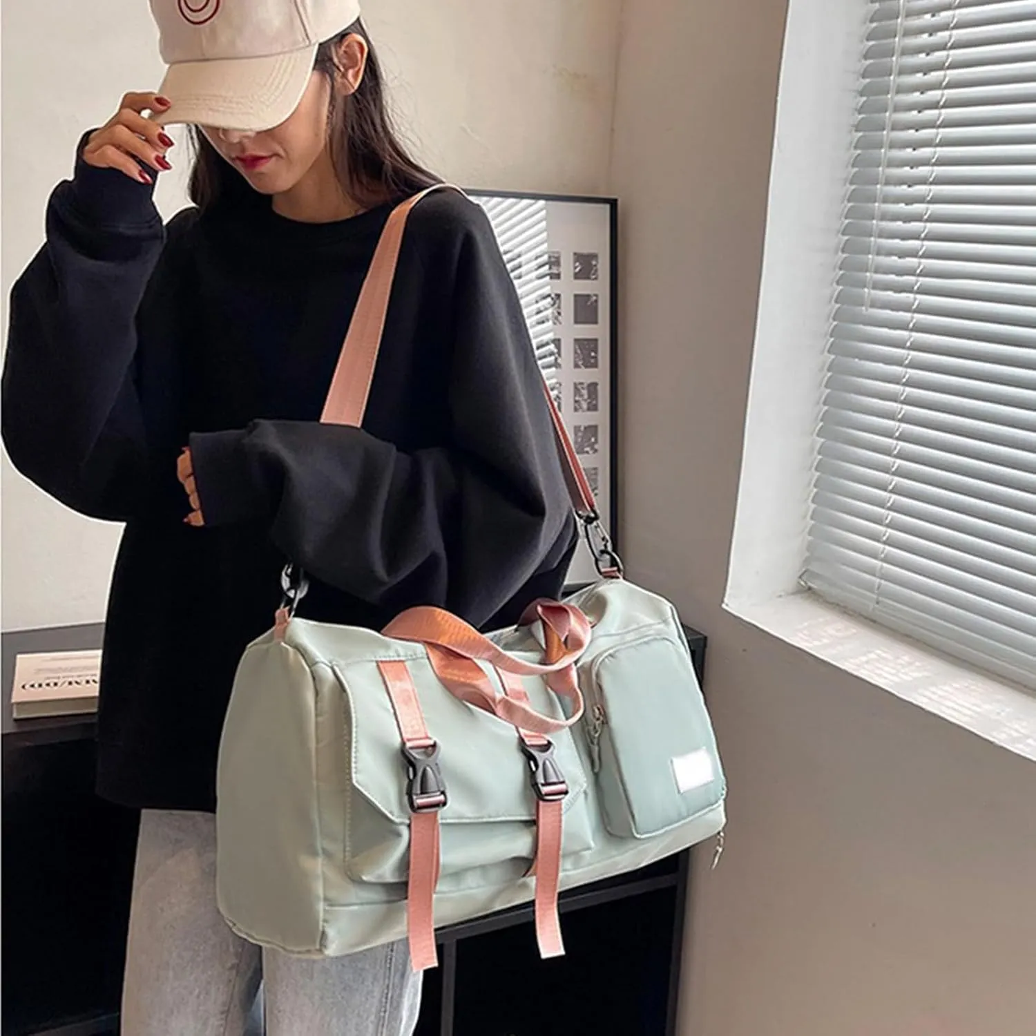 Sports Gym Bag Duffle Bag with Shoes Compartment, Waterproof Travel Duffle Bag for Gym Swimming Vacation