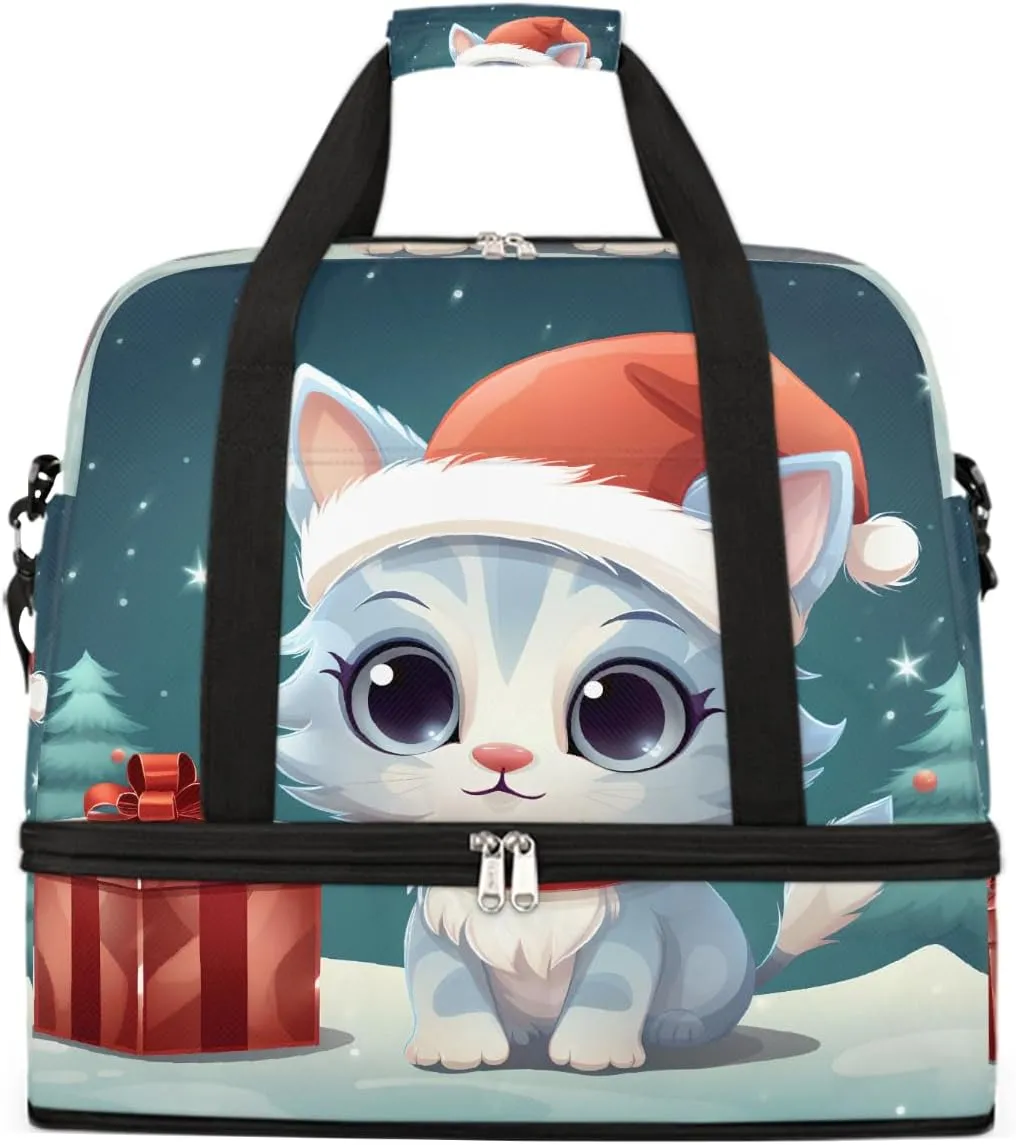 Sports Gym Bag Gift Animal Cat Large Travel Duffel Bag With Shoe Compartment Foldable Waterproof Carry-On Weekend Travel Bags for Camping Overnight Yoga Hospital Travel Bags