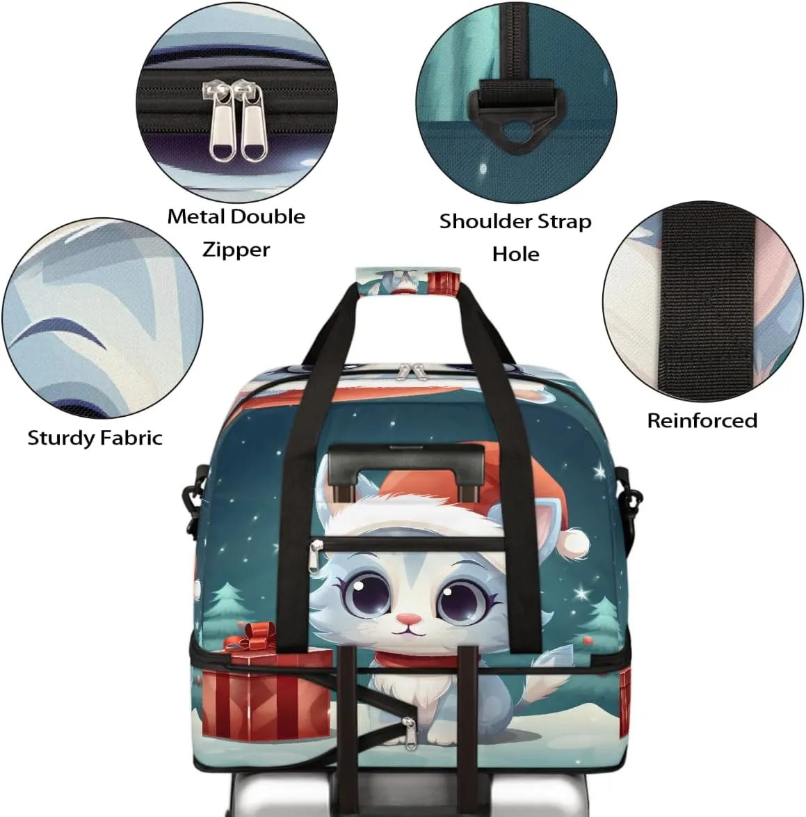 Sports Gym Bag Gift Animal Cat Large Travel Duffel Bag With Shoe Compartment Foldable Waterproof Carry-On Weekend Travel Bags for Camping Overnight Yoga Hospital Travel Bags