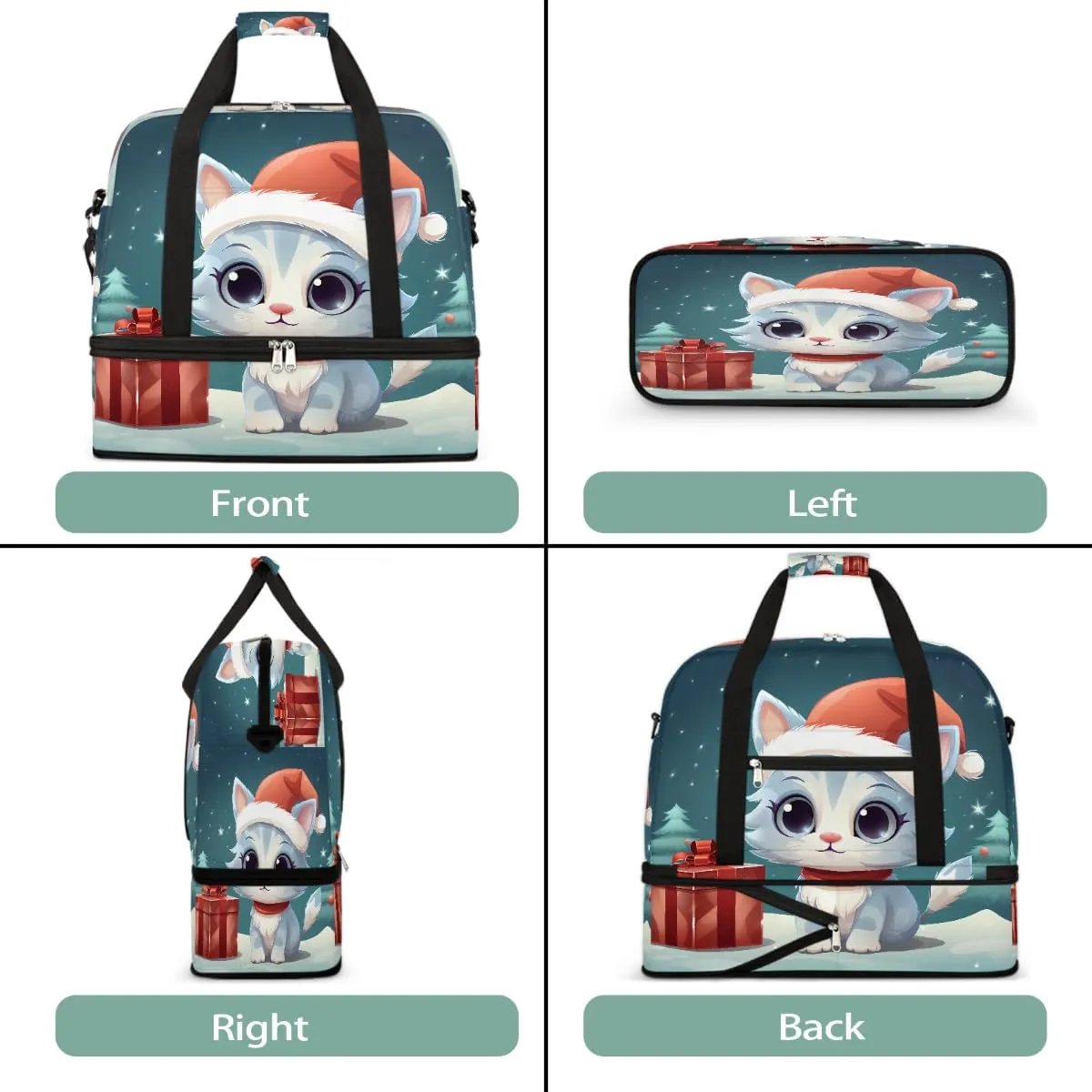 Sports Gym Bag Gift Animal Cat Large Travel Duffel Bag With Shoe Compartment Foldable Waterproof Carry-On Weekend Travel Bags for Camping Overnight Yoga Hospital Travel Bags