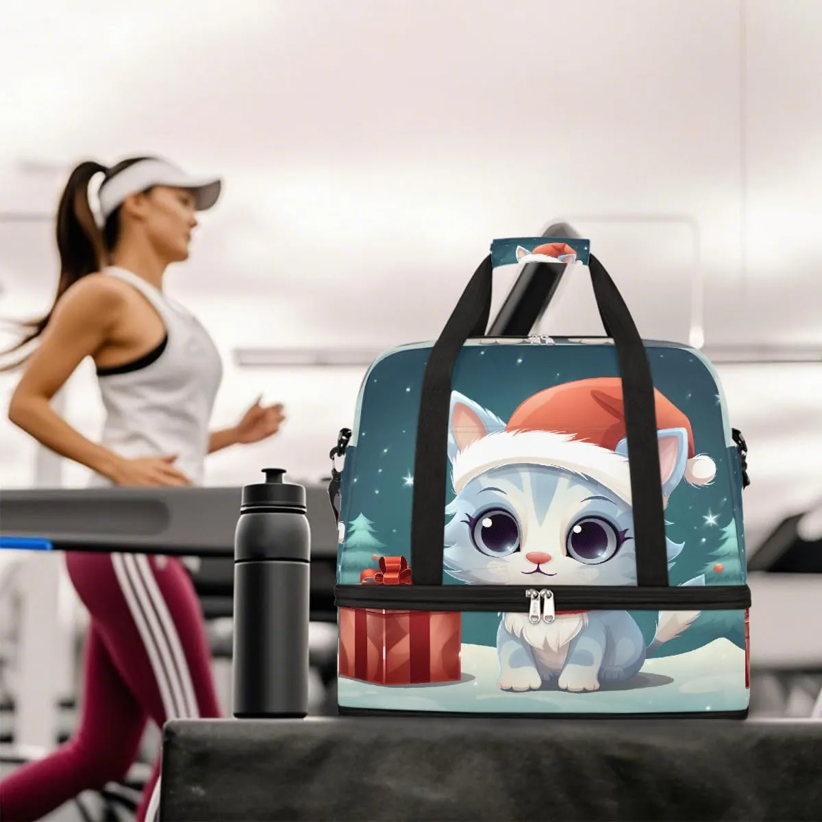 Sports Gym Bag Gift Animal Cat Large Travel Duffel Bag With Shoe Compartment Foldable Waterproof Carry-On Weekend Travel Bags for Camping Overnight Yoga Hospital Travel Bags