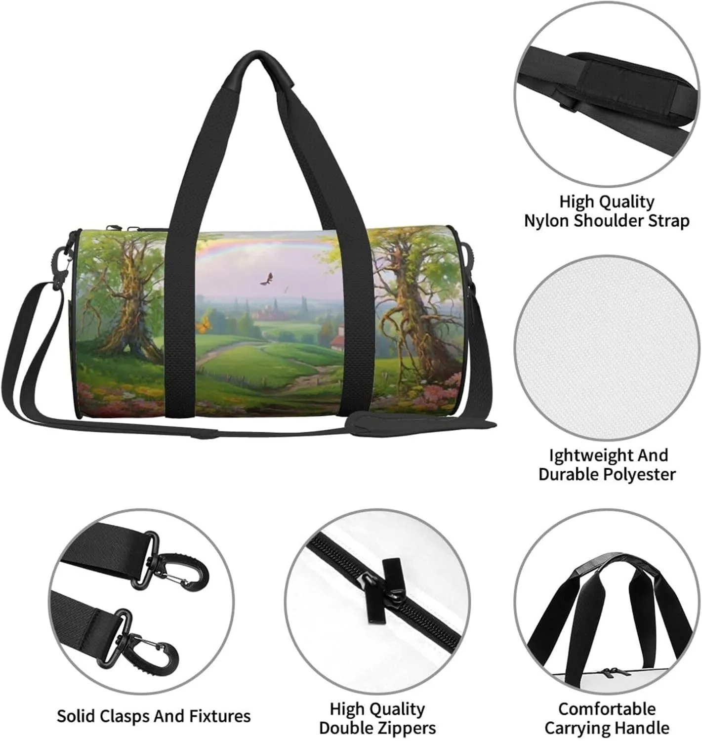 Spring Landscape Travel Duffle Bag for Men Women Sport Gym Bag Foldable Weekender Bag Carry on Overnight Bag for Travel Swimming Basketball