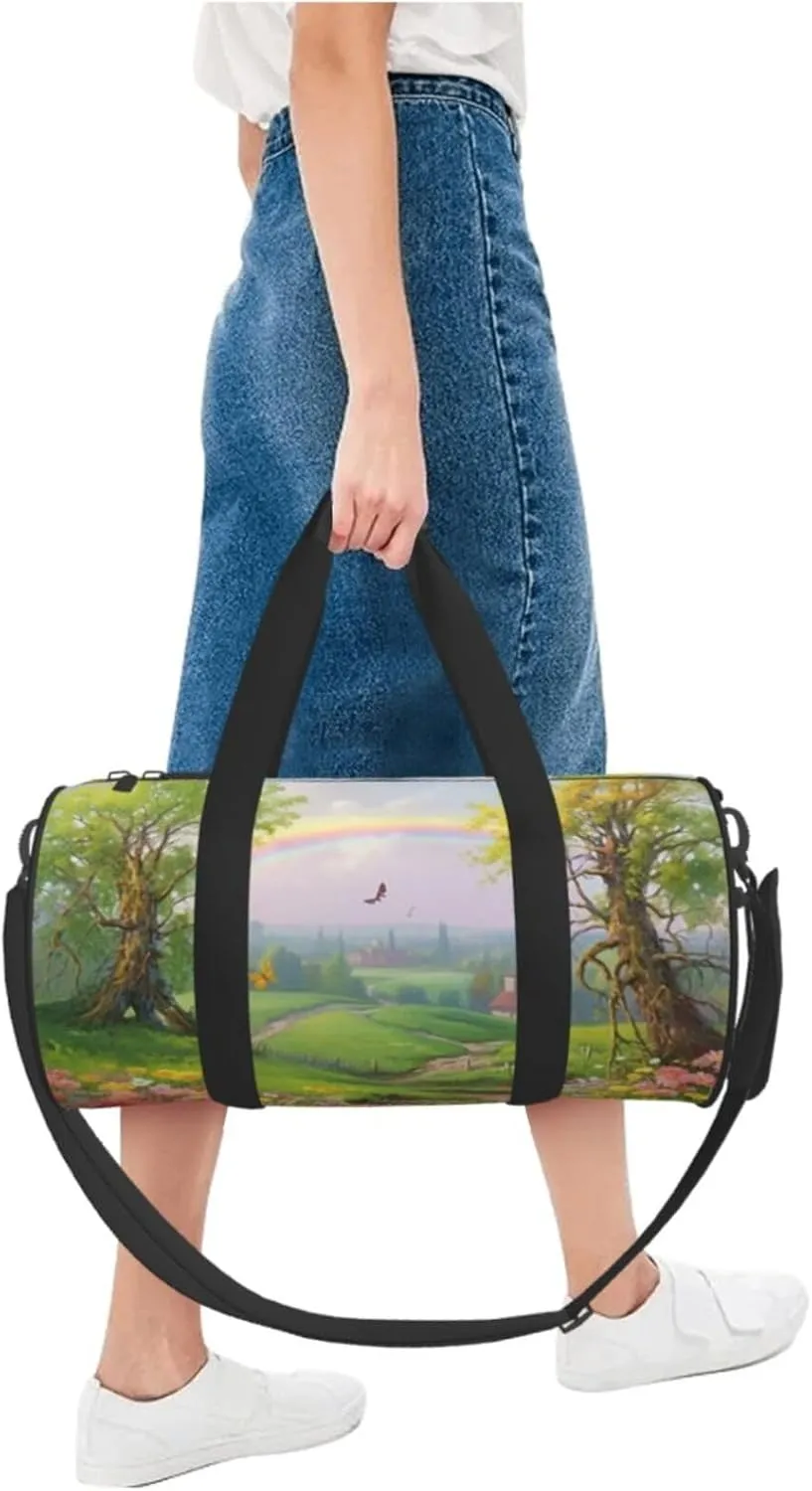 Spring Landscape Travel Duffle Bag for Men Women Sport Gym Bag Foldable Weekender Bag Carry on Overnight Bag for Travel Swimming Basketball