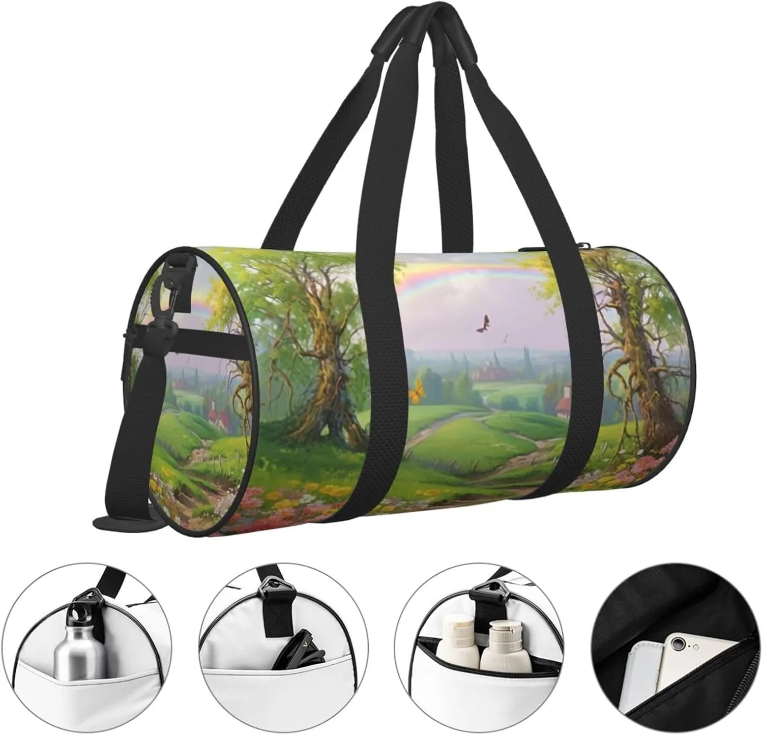 Spring Landscape Travel Duffle Bag for Men Women Sport Gym Bag Foldable Weekender Bag Carry on Overnight Bag for Travel Swimming Basketball