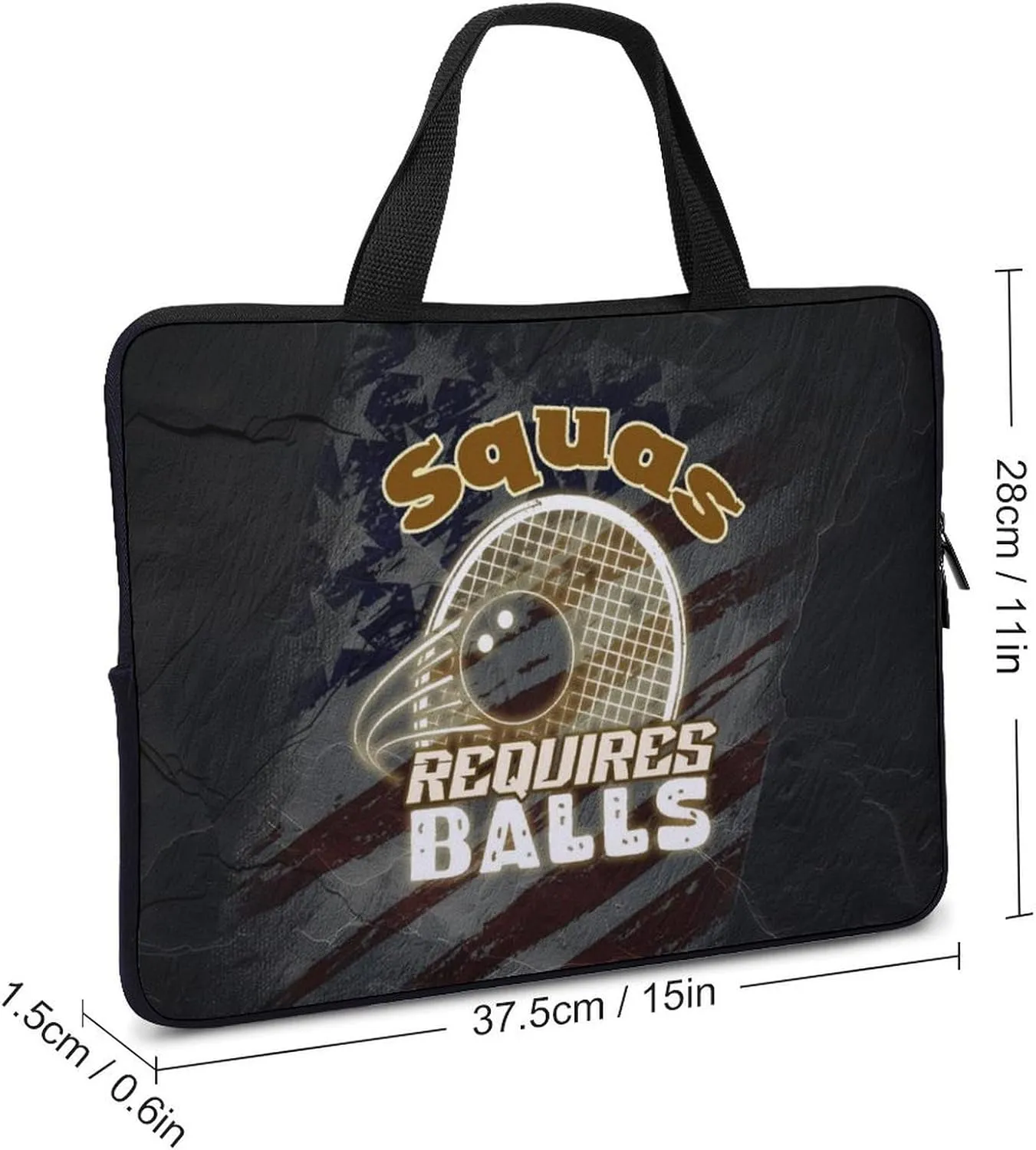 Squash USA Flag Laptop Bag Laptop Case Computer Messenger Bag with Adjustable Shoulder Strap