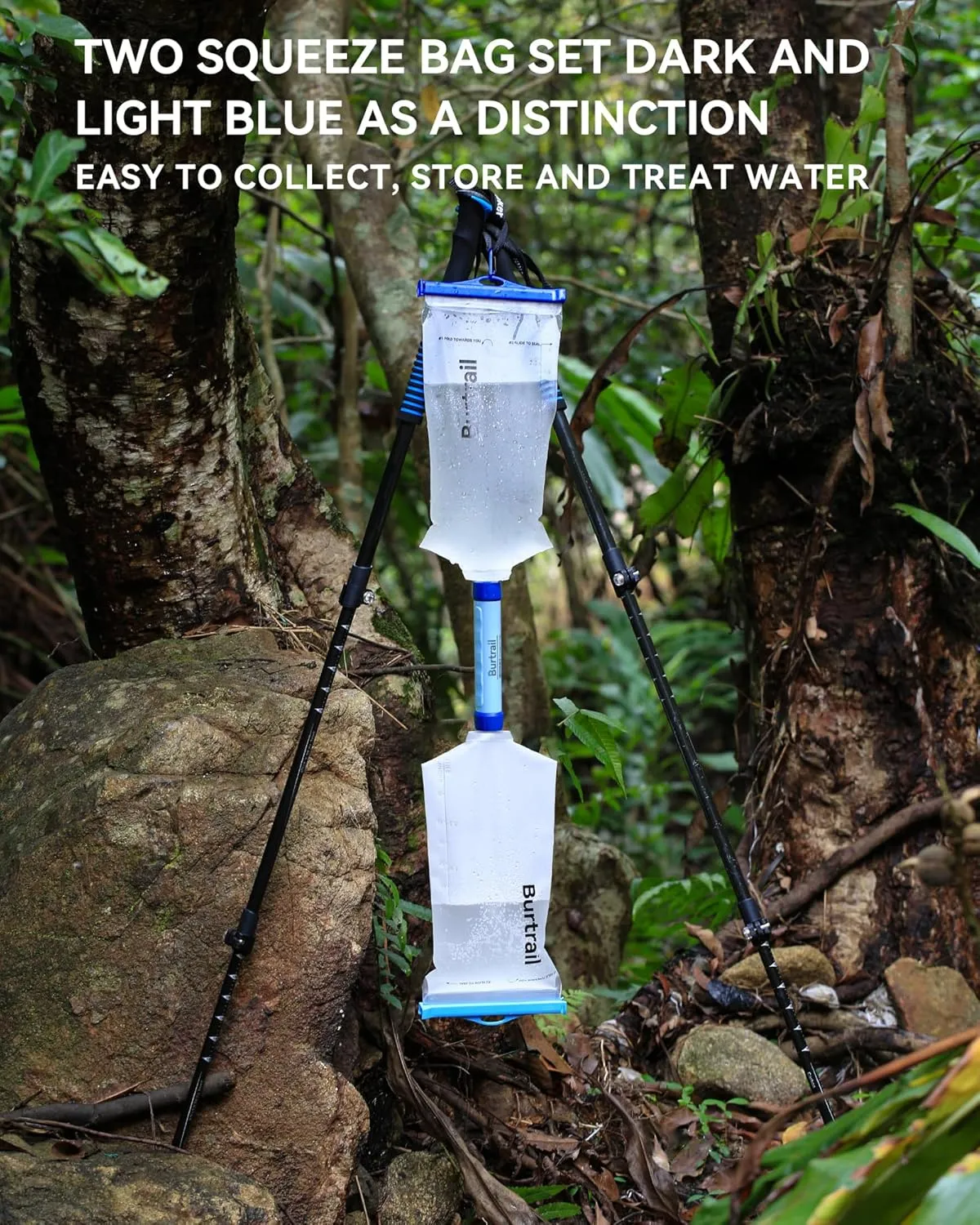 Squeeze Water Bag Compatible with Squeeze Water Filtration System,Foldable Squeeze Bag for Survival Water Filter Straw,2L Durable TPU Material Water Container,Pack of 2