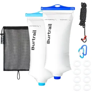Squeeze Water Bag Compatible with Squeeze Water Filtration System,Foldable Squeeze Bag for Survival Water Filter Straw,2L Durable TPU Material Water Container,Pack of 2