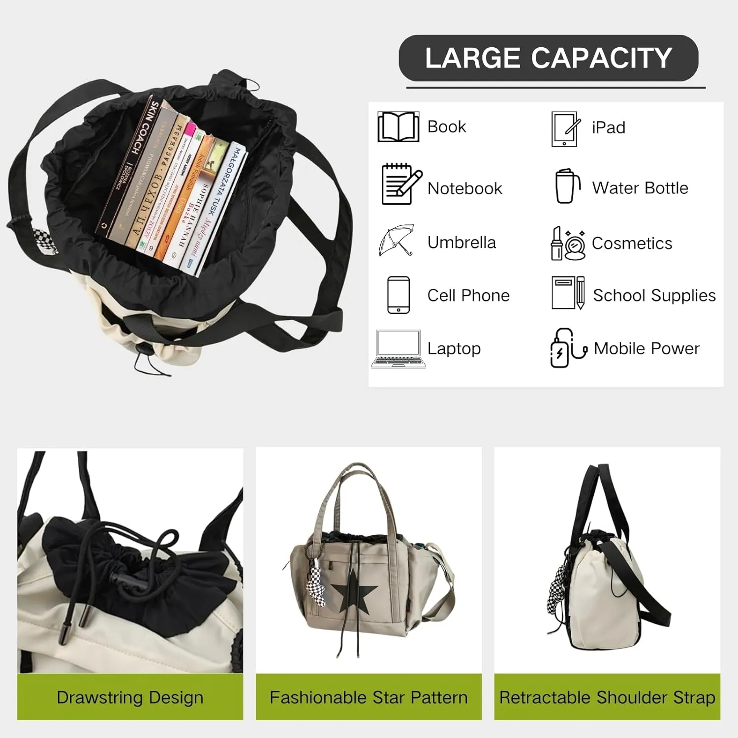 Star Messenger Bag, Vintage Star Tote Bag Y2K, Cute Aesthetic Crossbody Bag For Women, Fashion Shoulder Bag For Travel Bags