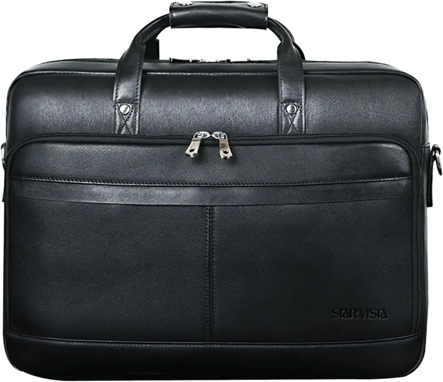 STAR VISTA Matteo Large 18" Laptop Messenger Bag, Calfskin Leather Briefcase for Men, Business Travel, YKK Zippers