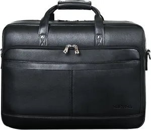 STAR VISTA Matteo Large 18" Laptop Messenger Bag, Calfskin Leather Briefcase for Men, Business Travel, YKK Zippers